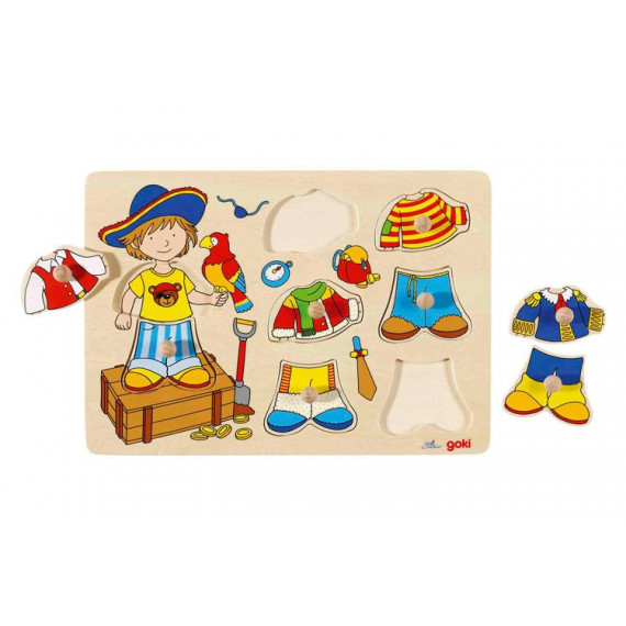Puzzle à encastrement : Petit Pirate à habiller - Puzzle en bois GOKI