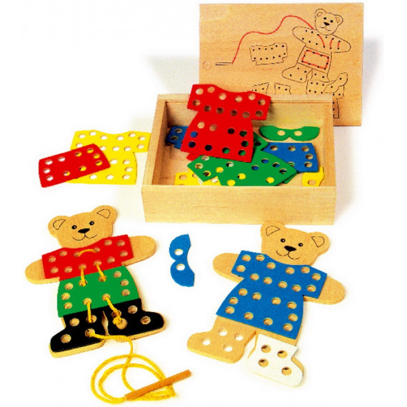 Ours en bois à habiller : Jeu de laçage Ours en bois à habiller : Jeu de laçage