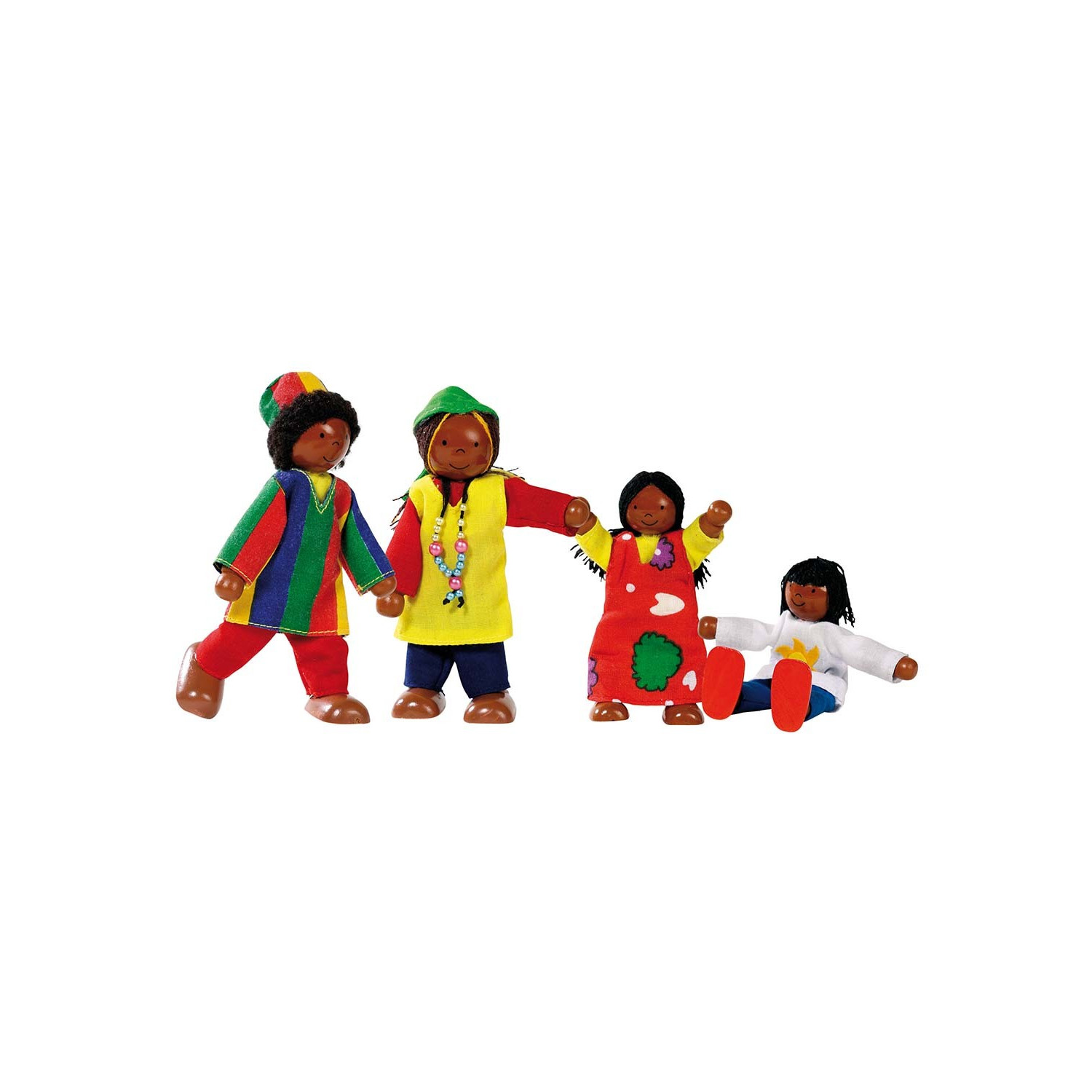 Famille africaine : set de 4 poupées