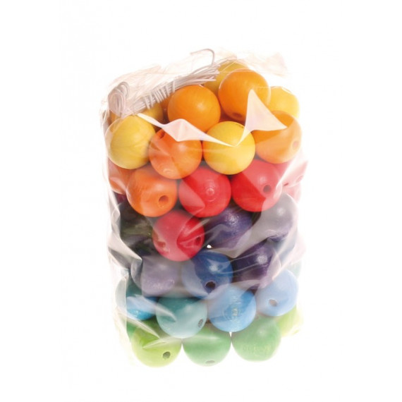 Perles multicolores en bois 20 mm