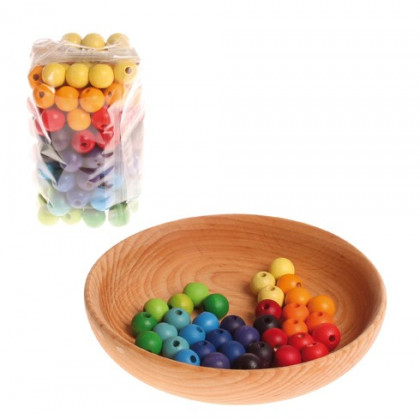 Perles multicolores en bois 12 mn X 120
