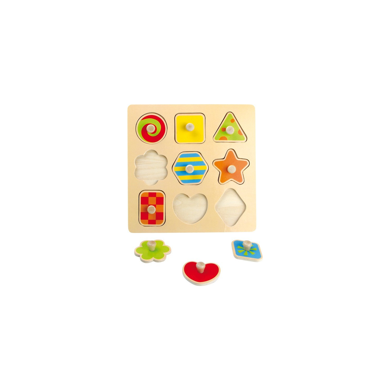 Puzzle de formes en bois (9 pcs)