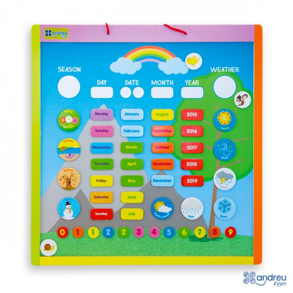 version anglaise Calendrier d’apprentissage magnétique Outil d’apprentissage éducatif portatif pour les enfants d’âge préscolaire ou en bas âge 