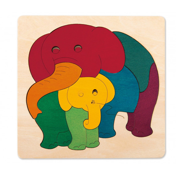 Puzzle Eléphant et bébé arc en ciel