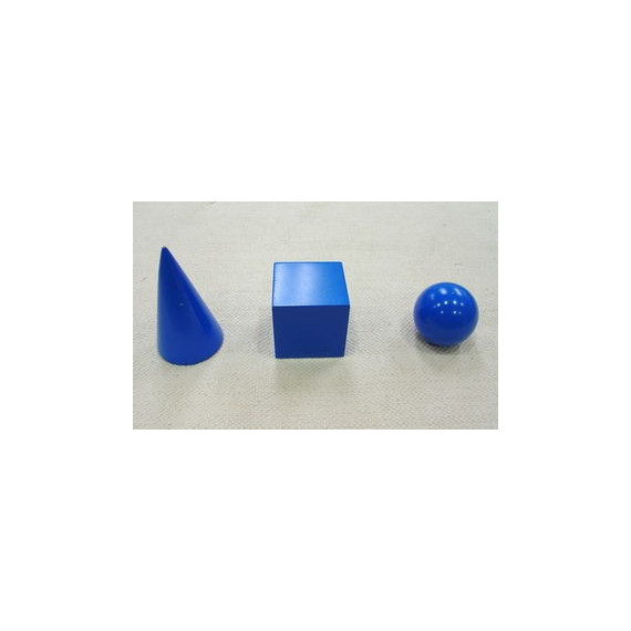 Solides géométriques en bois bleu