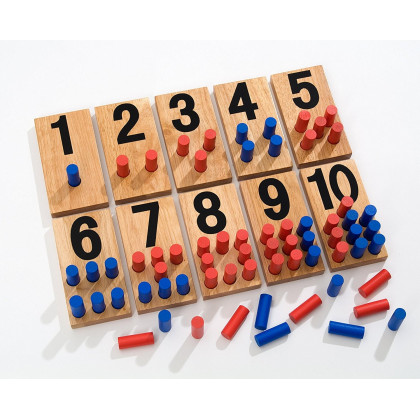 Jeu mathématique Montessori (Nombres et pions)