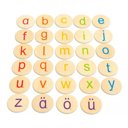 Jetons Lettres de l'alphabet en bois