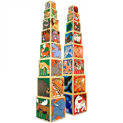 Cubes gigogne en bois Animaux